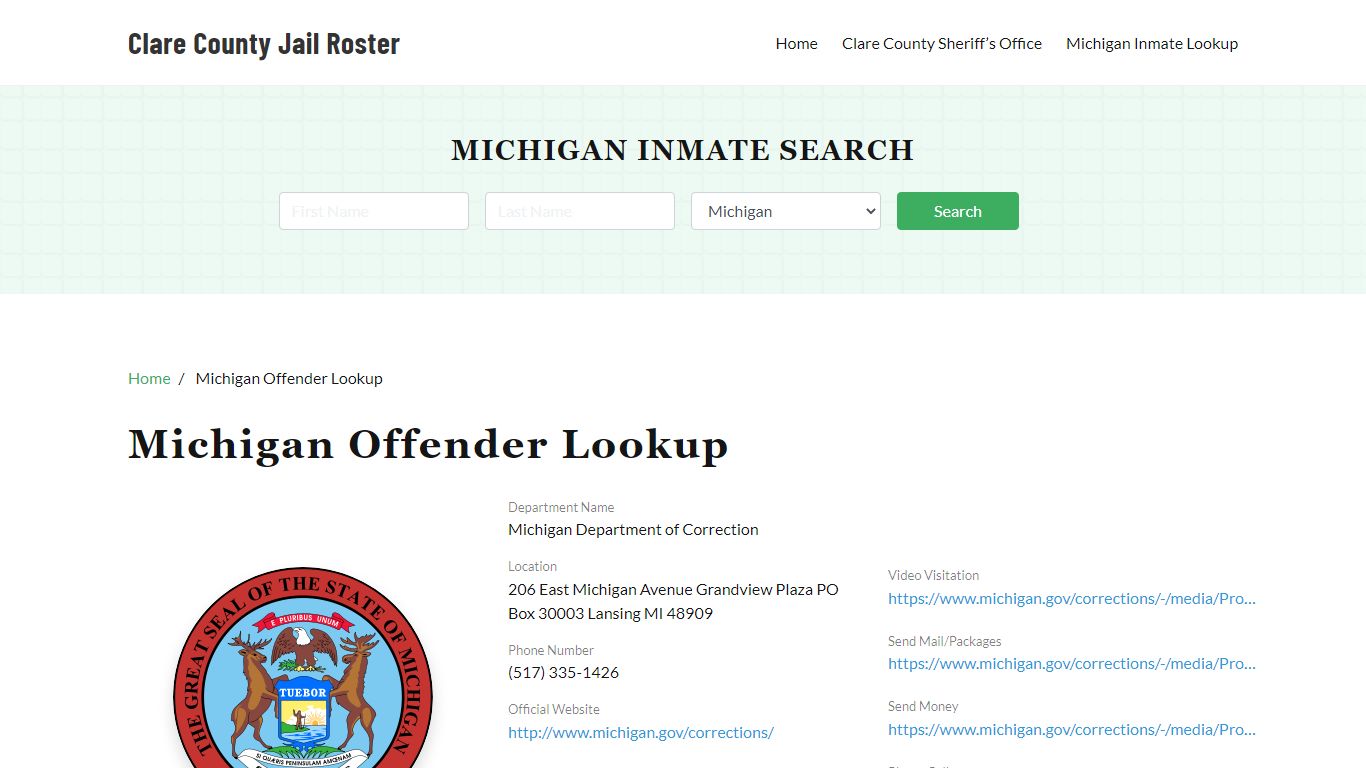 Michigan Inmate Search, Jail Rosters